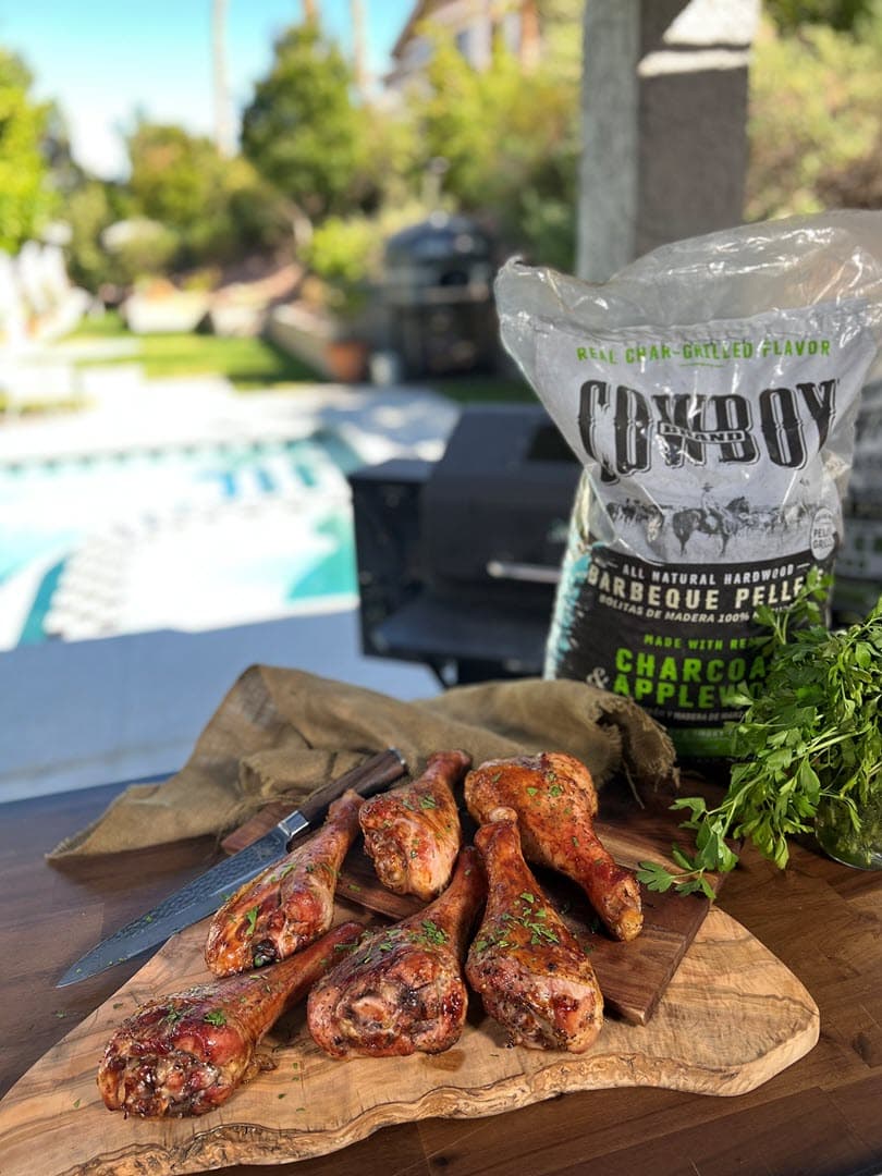 Brined Smoked Turkey Legs with bag of Charcoal & Apple Pellets