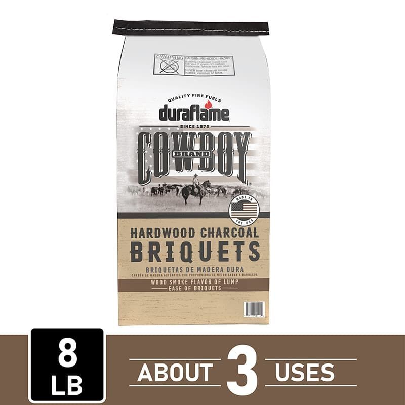 Bag of 8lb Cowboy Hardwood Charcoal Briquets real wood charcoal, with about 3 uses