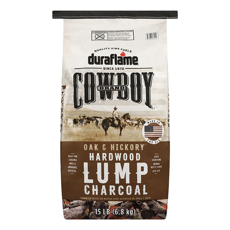 Types of charcoal - Cowboy Oak & Hickory Hardwood Lump wood Charcoal, lump charcoal, oak charcoal, hickory charcoal