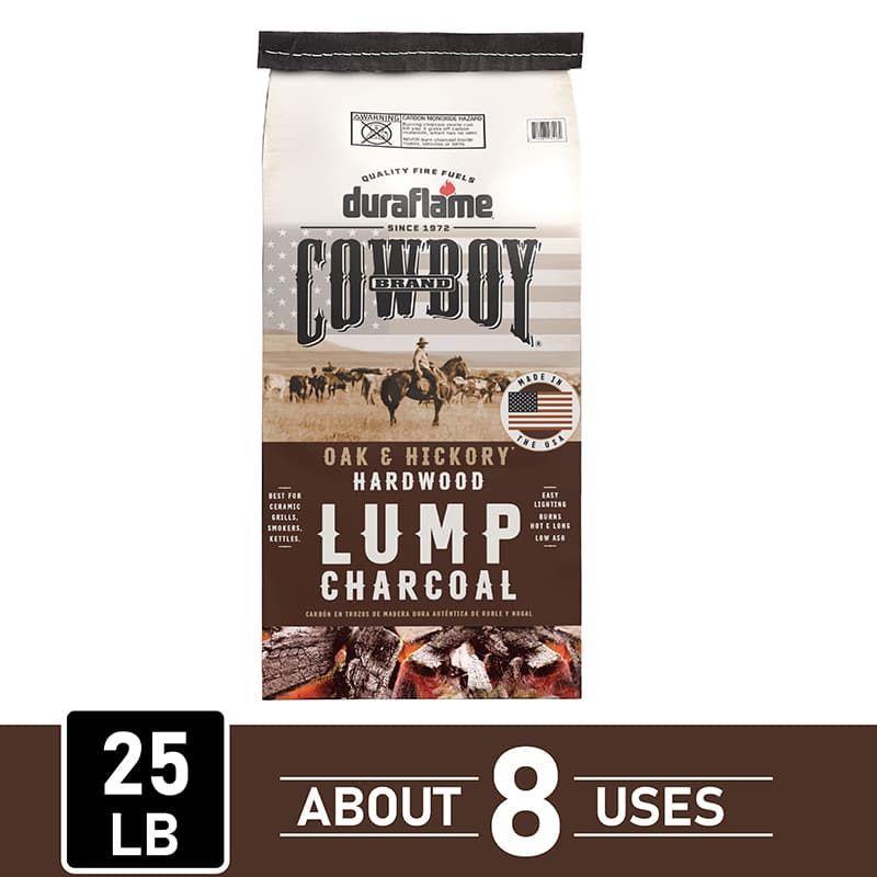 Cowboy Oak & Hickory Hardwood Lump 25lb  real wood charcoal, offers about 8 uses