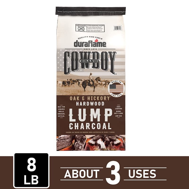 Cowboy Oak & Hickory Hardwood Lump 8lb  real wood charcoal, offers about 3 uses