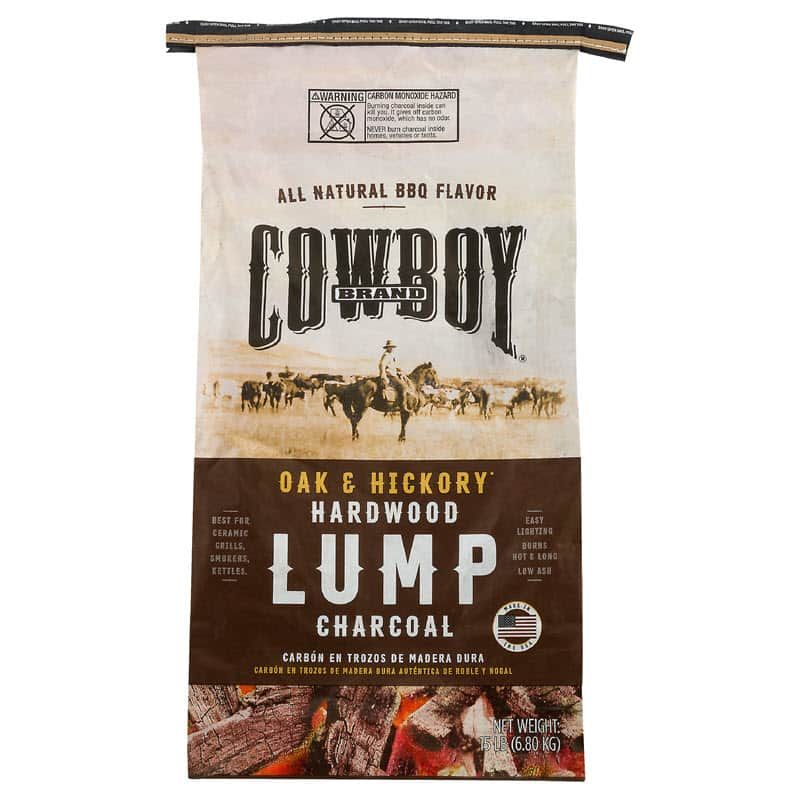 Cowboy Oak & Hickory Hardwood Lump 15lb real wood charcoal
