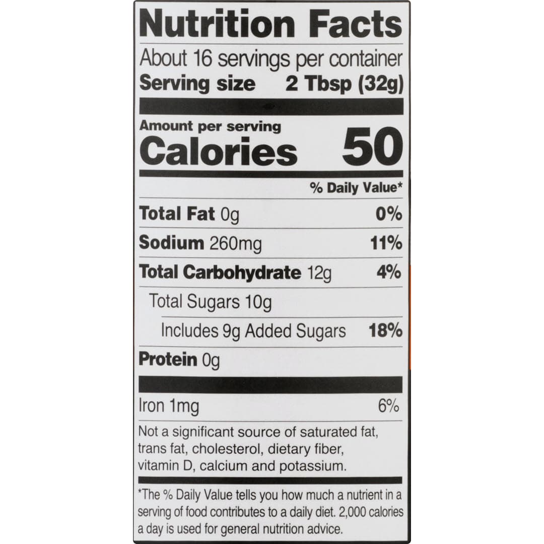 Bottle of Cowboy Prairie Fire BBQ Sauce Nutrition Facts