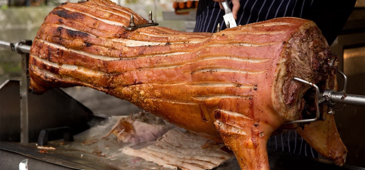 smoked whole hog on rotisserie