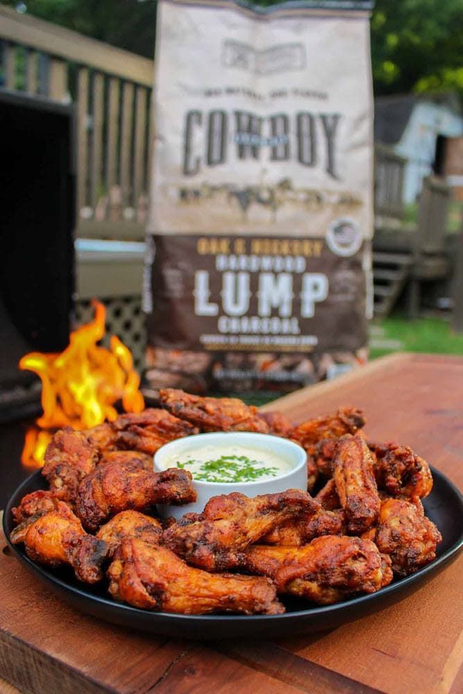 double fried chicken wings in a bowl with ranch