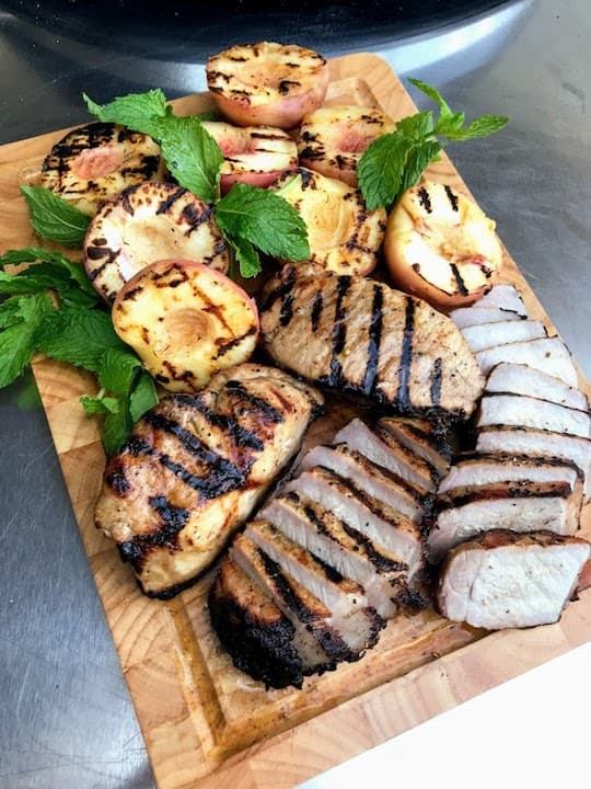Sweet Tea pork chops and peaches