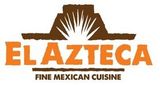 El Azteca fine Mexican cuisine logo in orange and brown with a sunburst design
