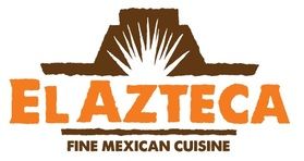 El Azteca fine Mexican cuisine logo in orange and brown with a sunburst design