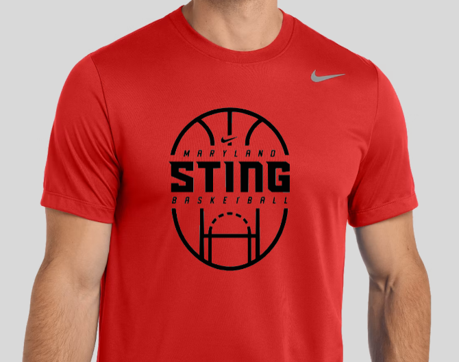 Gray T-shirt with the word “Sting” in black script across the chest
