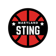 Maryland Sting basketball logo on a red and black ball with white text and stars