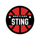 Maryland Sting basketball logo on a red and black ball with white text and stars