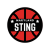 Maryland Sting basketball logo on a red and black ball with white text and stars