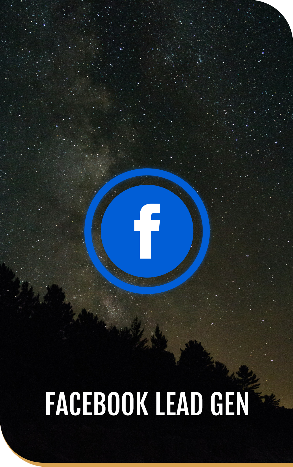 A facebook lead gen sign with a night sky in the background