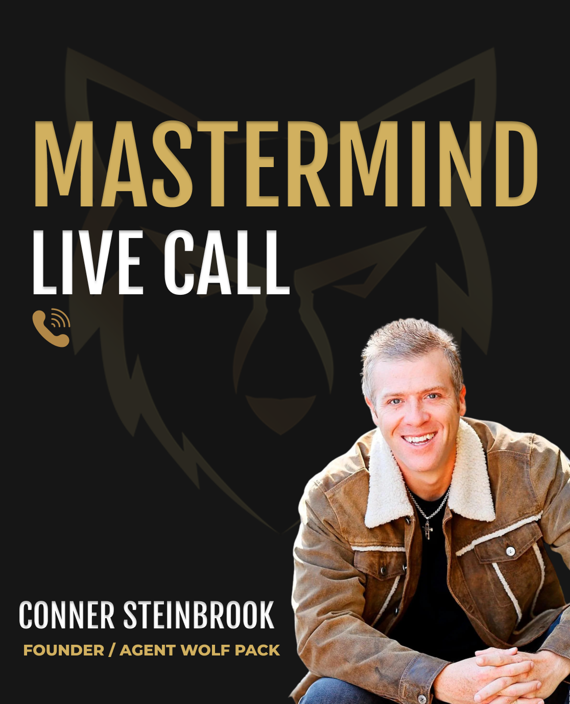 CONNOR STEINBROOK in a brown jacket is sitting with his hands folded.