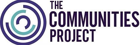 Logo for The Communities Project, with text and concentric circles in blue and teal.