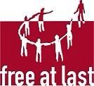 White figures holding hands in a circle on red background, with 