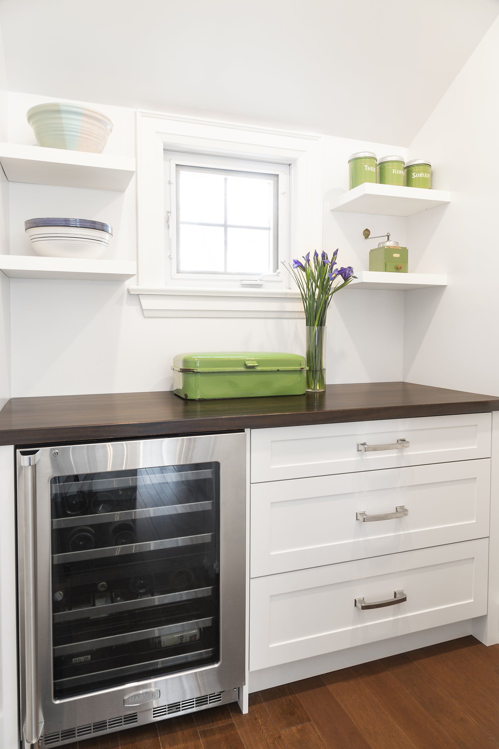 kitchen with white marble countertops