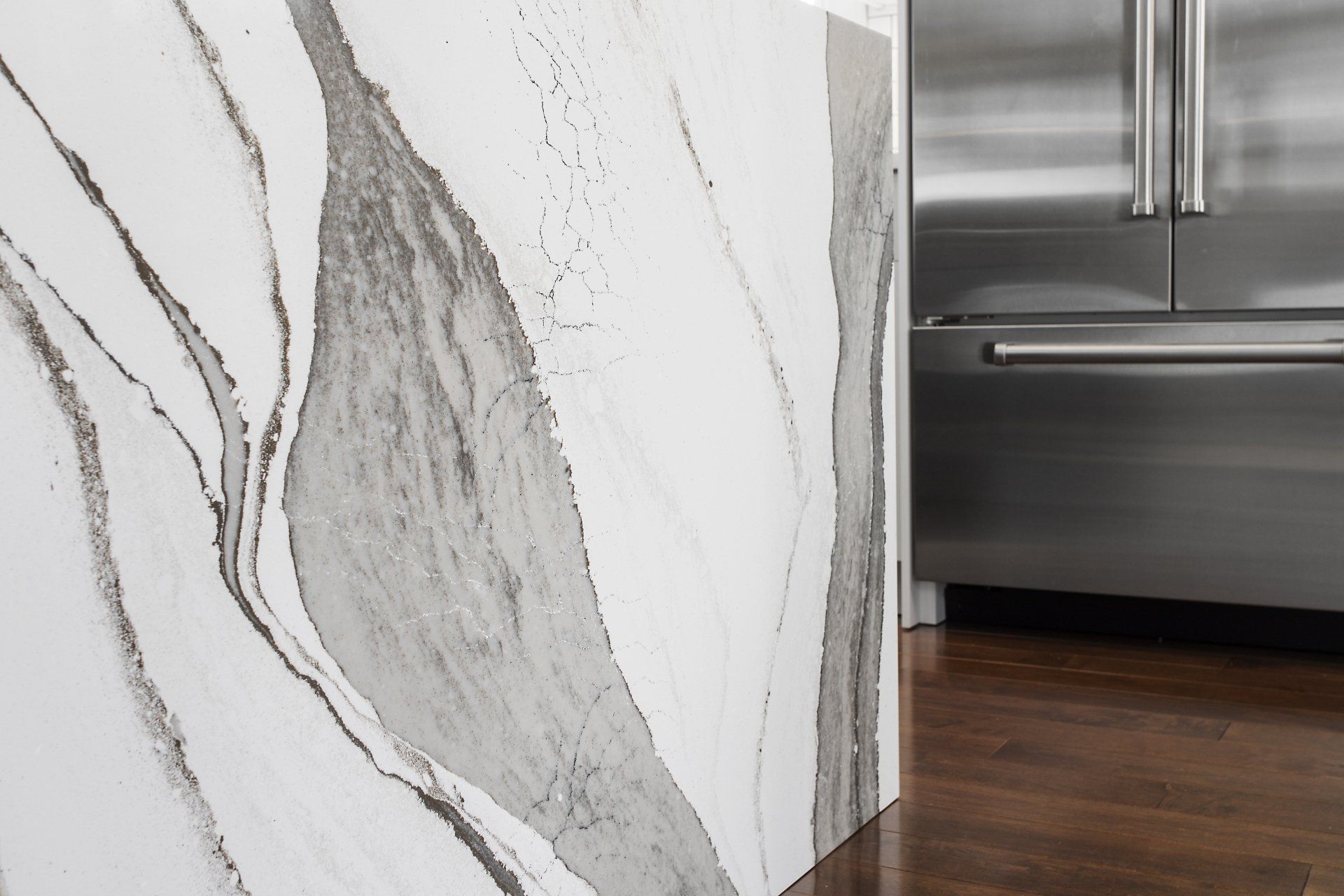kitchen with white marble countertops