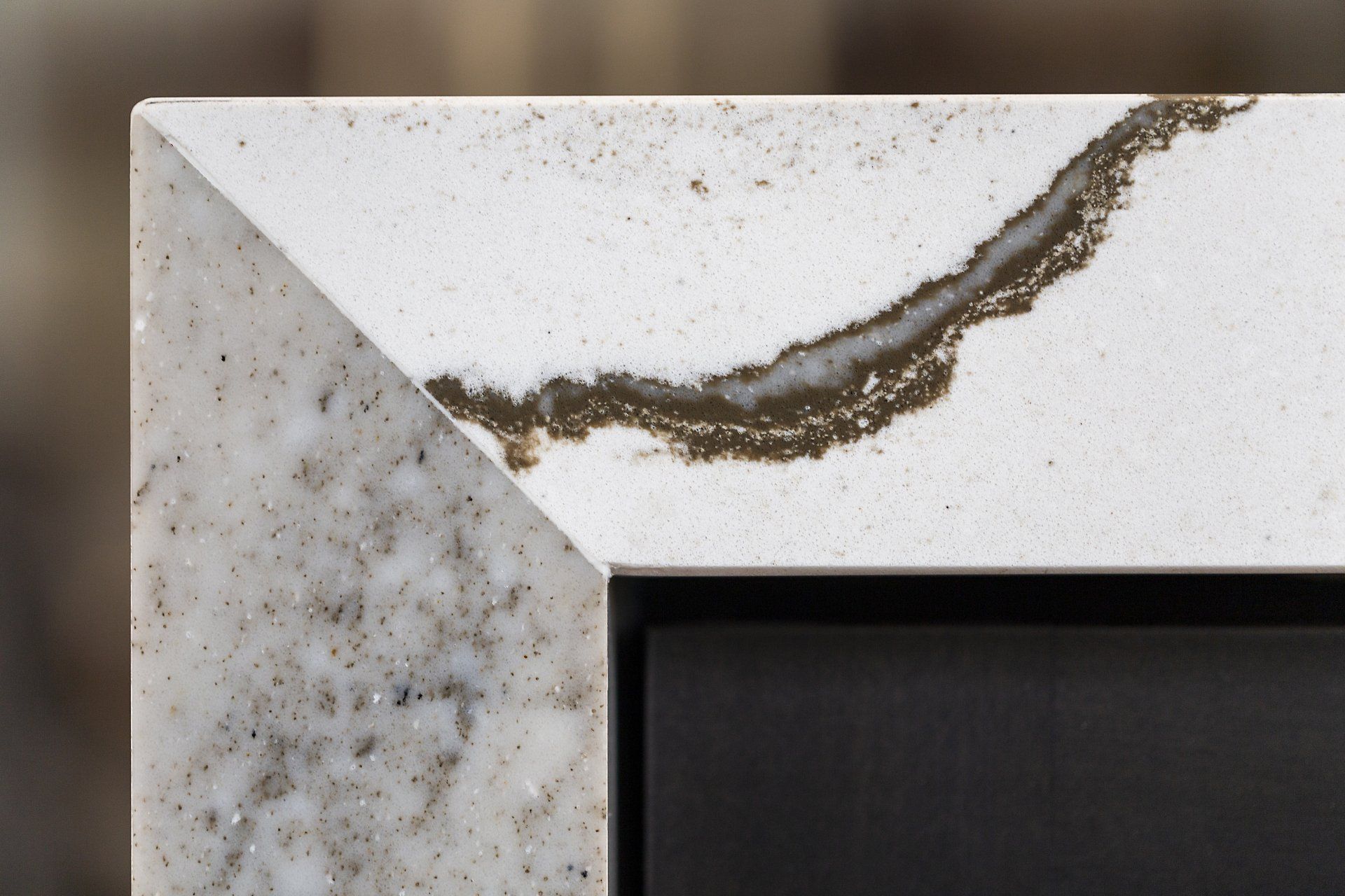 kitchen with white marble countertops