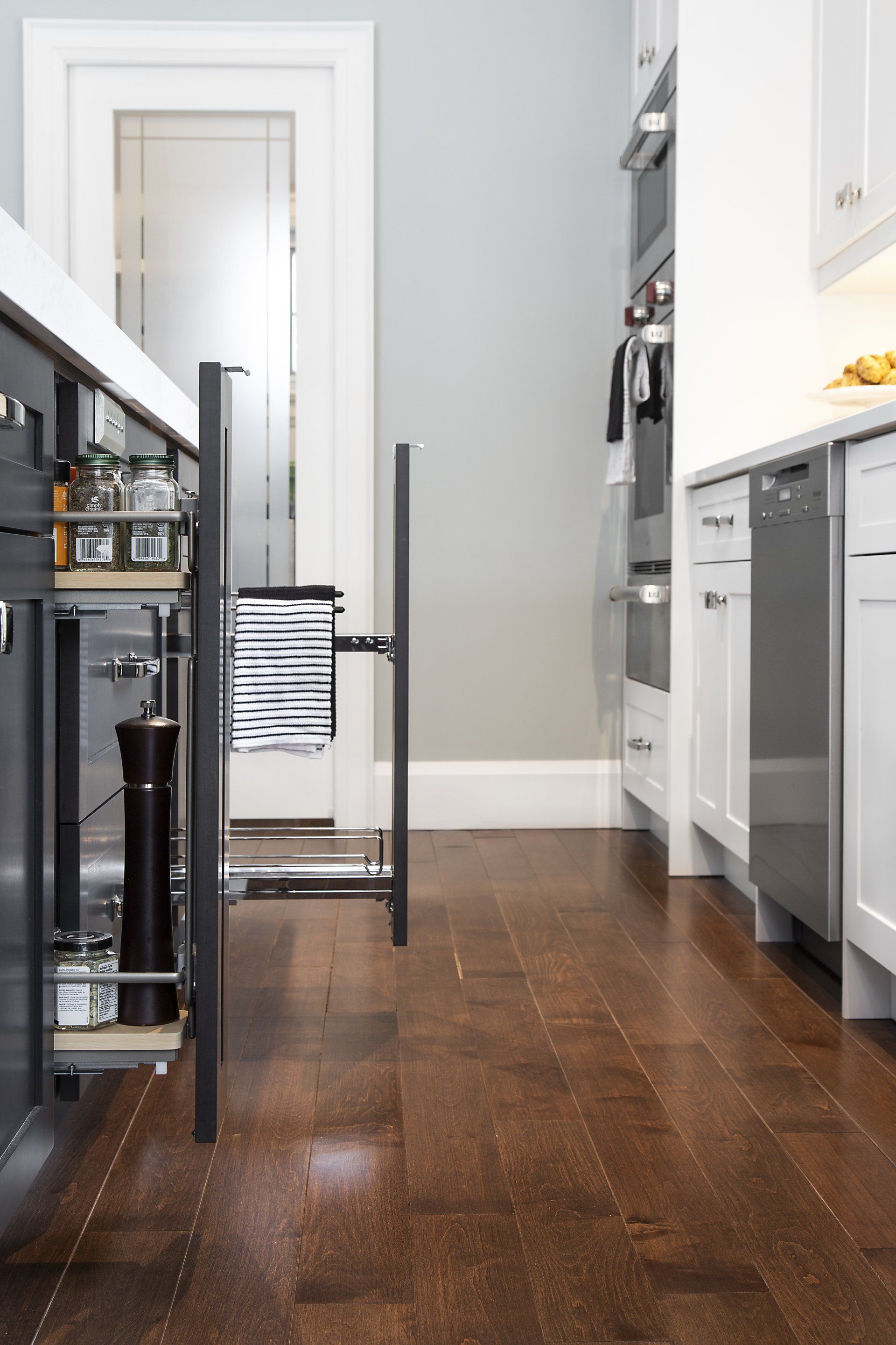 kitchen with white marble countertops