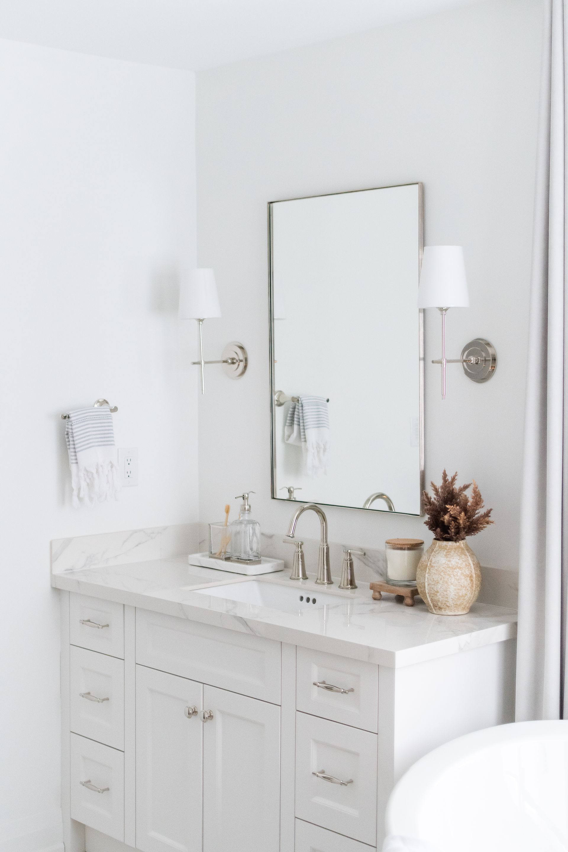 a beautiful well-lit vanity room