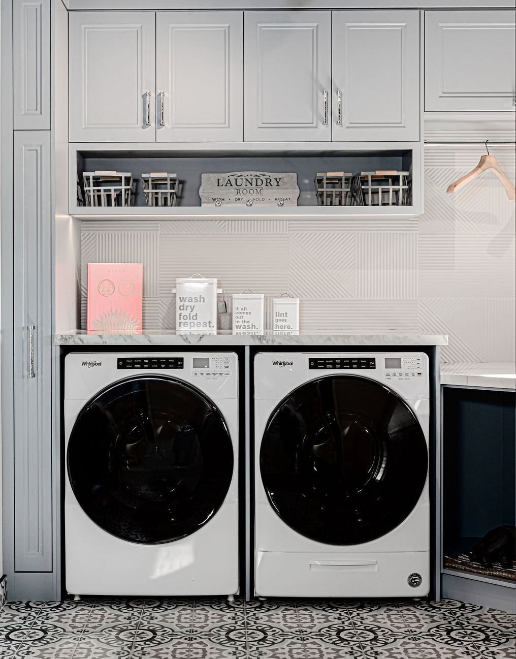 a closeup view of laundry room