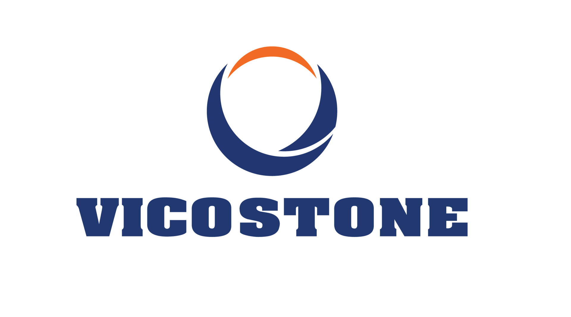 A blue and orange logo for a company called vicostone