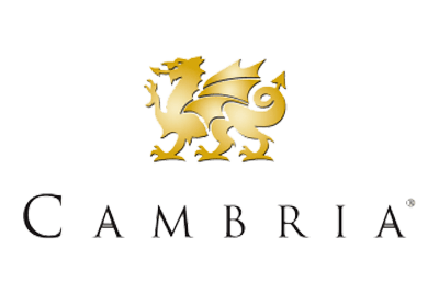 A logo for cambria with a dragon on it