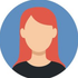 Avatar de profil générique avec des cheveux roux sur fond circulaire bleu