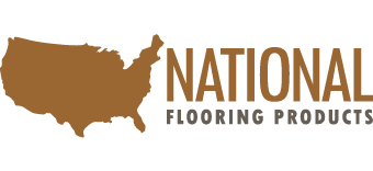 A logo for national flooring products with a map of the united states