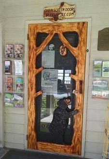 A Bearwassee Custom Screen Door at the Towns County Chamber of Commerce facility.