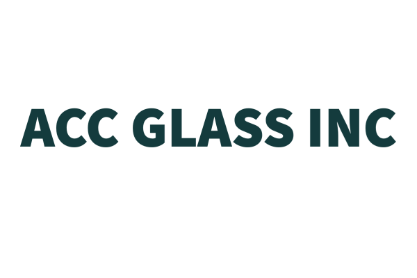 The logo for acc glass inc is on a white background.