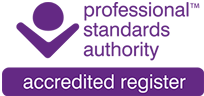 The logo for the Professional Standards Authority (PSA) which helps patients to be recommended to acupuncture.