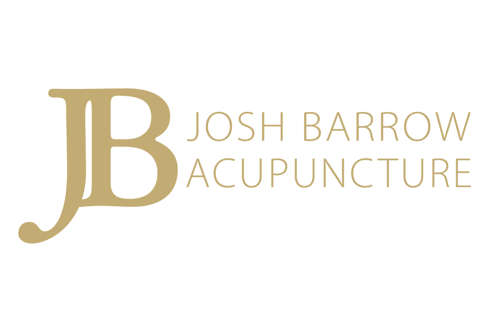 A logo of Josh Barrow Acupuncture with the text on the right hand side and a larger 'JB' intiails to the left. All in gold.