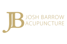 A logo of Josh Barrow Acupuncture with the text on the right hand side and a larger 'JB' intiails to the left. All in gold.