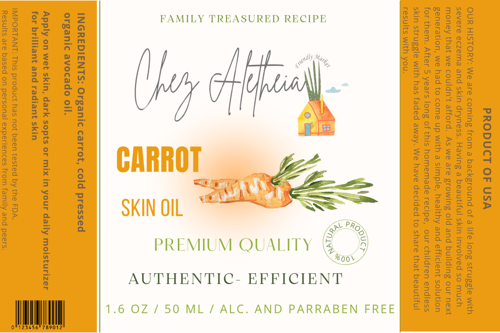 Carrot infused body oil