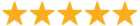 Five gold stars in a row on a white background