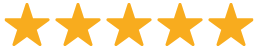 Five gold stars in a row on a white background