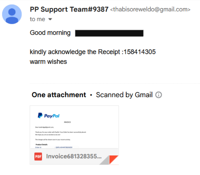 paypal email scam