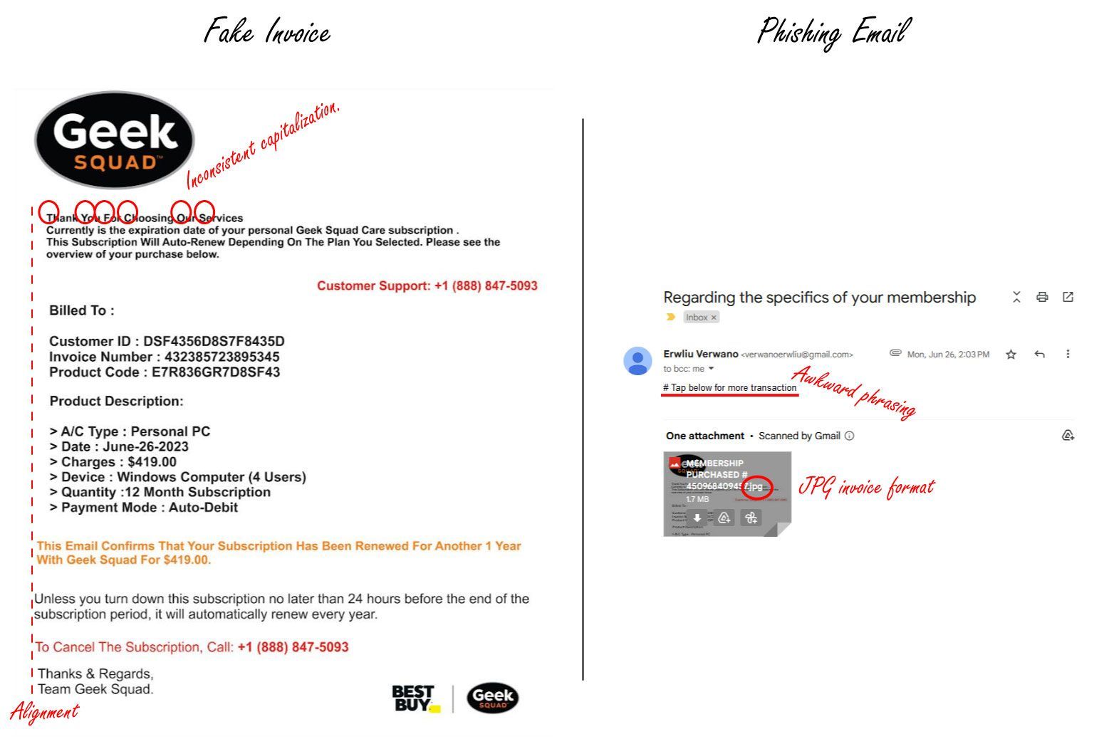 geek squad fake invoice