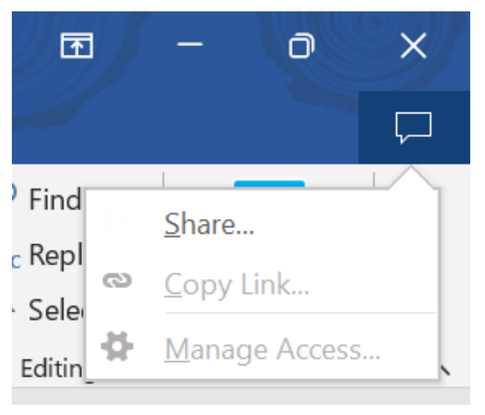 A computer screen shows the share copy link and manage access options