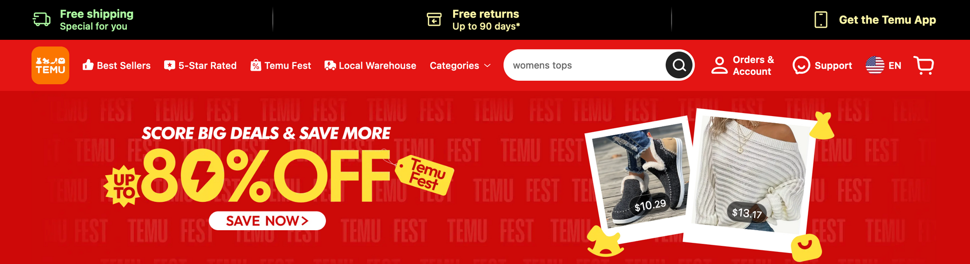 A red background with 80 % off written on it