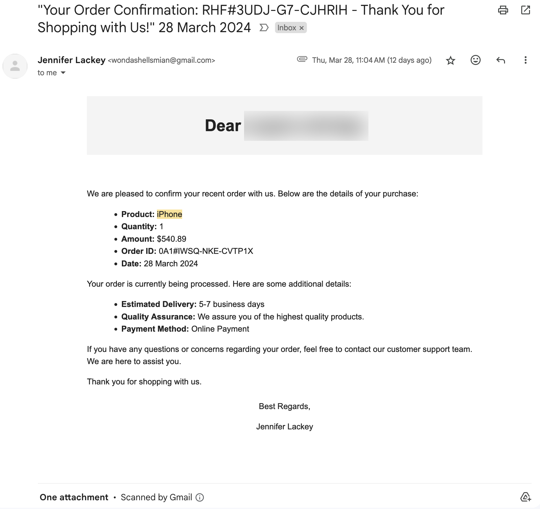 Fake email confirmations