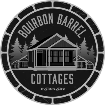 A black and white logo for bourbon barrel cottages
