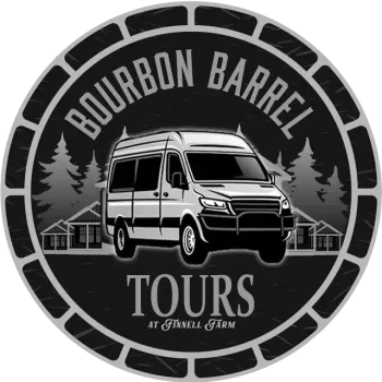 A black and white logo for bourbon barrel tours