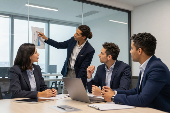 Equipo de trabajo en una oficina moderna