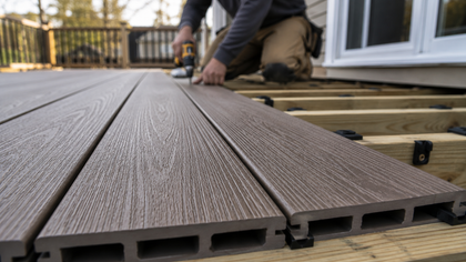 deck contractor installing trex decking