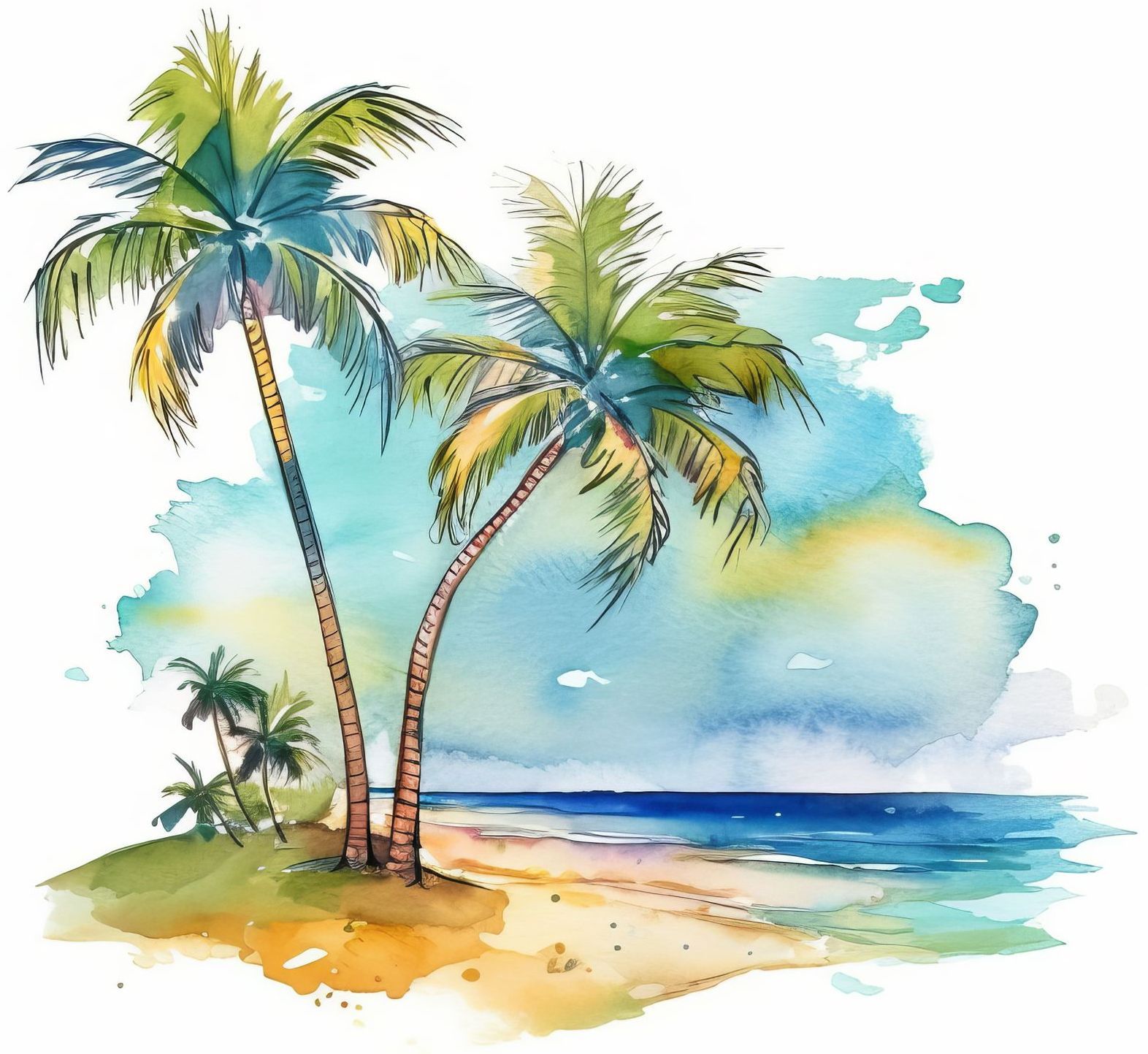 palm tree watercolor