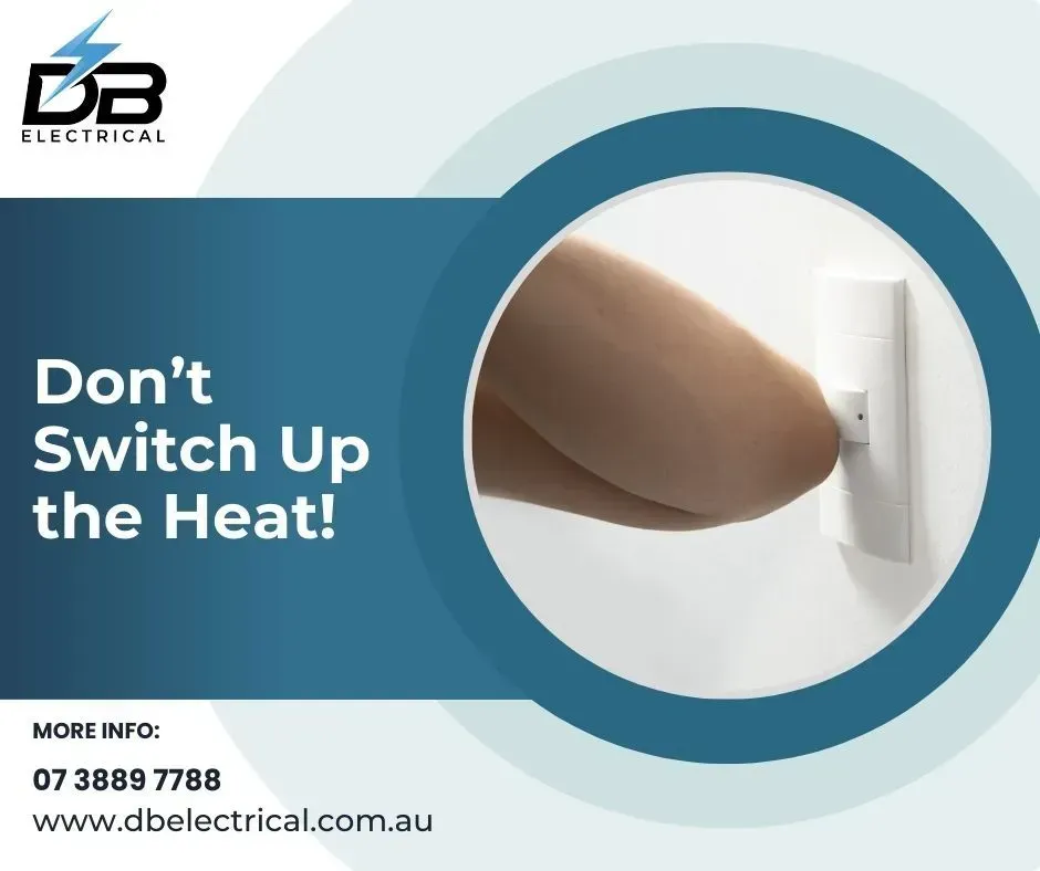 An Advertisement For DB Electrical Shows A Person Switching A Light Switch On A Wall – Brendale, QLD - DB Electrical