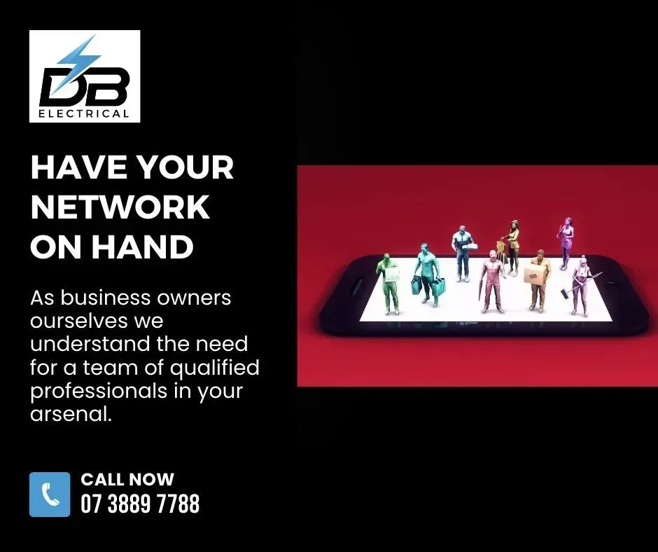 An Advertisement For DB Electrical Shows A Group Of People On A Cell Phone – Brendale, QLD - DB Electrical